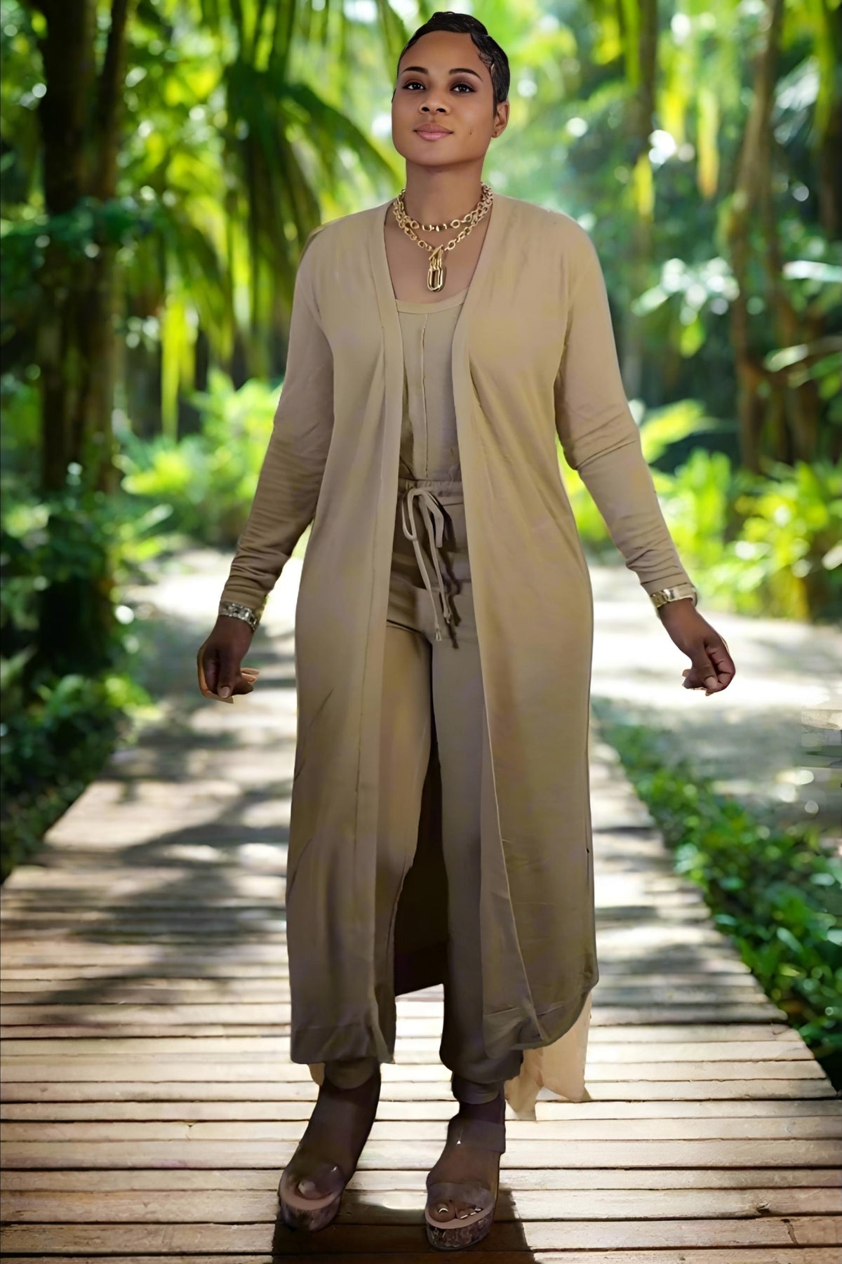 JESSICA- JUMPSUIT SET (TAN)